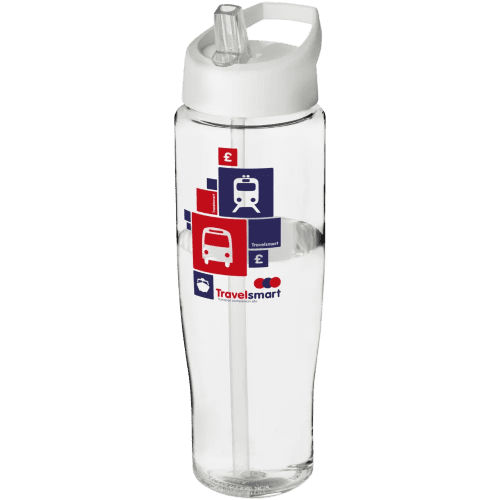 700ml Tempo Spout Lid Sports Bottles in Clear/White