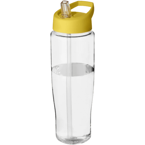 700ml Tempo Spout Lid Sports Bottles in Clear/Yellow