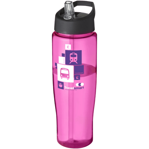 700ml Tempo Spout Lid Sports Bottles in Pink/Black