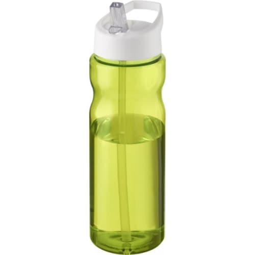 650ml Base Spout Lid Sports Bottles in Transparent Lime/White