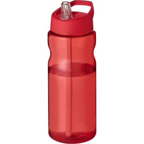 650ml Base Spout Lid Sports Bottles in Transparent Red/Red