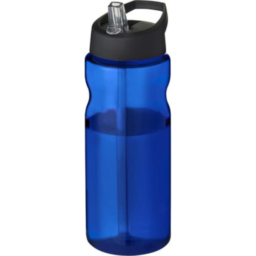 650ml Base Spout Lid Sports Bottles in Transparent Blue/Black