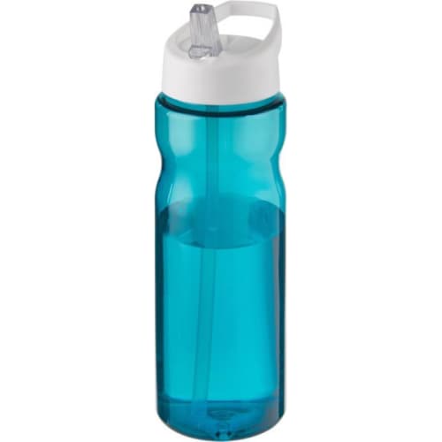 650ml Base Spout Lid Sports Bottles in Transparent Aqua Blue/White