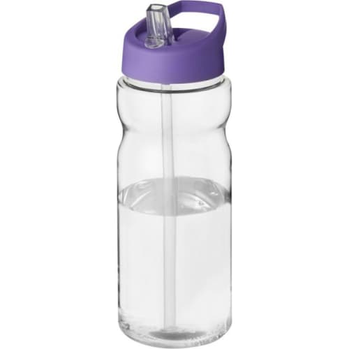 650ml Base Spout Lid Sports Bottles in Clear/Purple