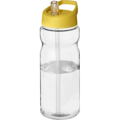 650ml Base Spout Lid Sports Bottles in Clear/Yellow