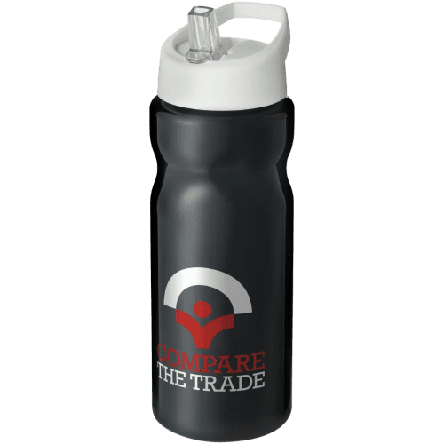650ml Base Spout Lid Sports Bottles in Black/White