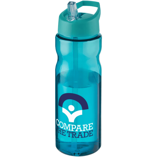 650ml Base Spout Lid Sports Bottles in Transparent Aqua Blue/Aqua