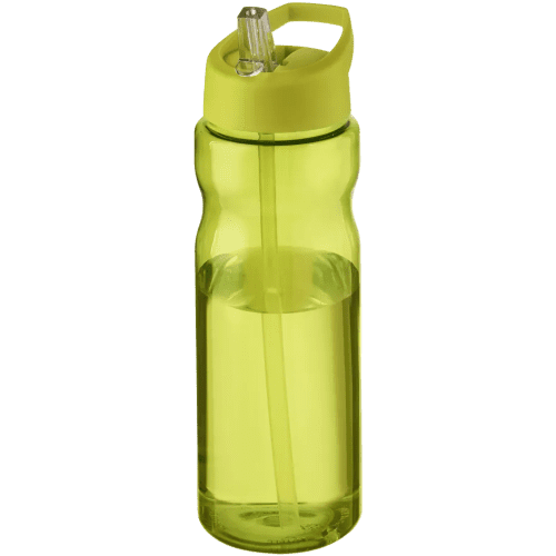650ml Base Spout Lid Sports Bottles in Transparent Lime/Lime