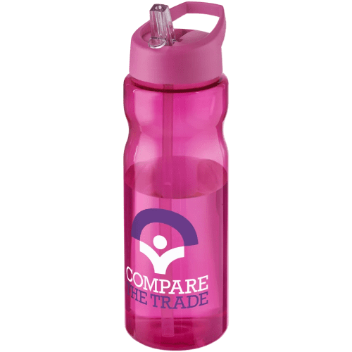 650ml Base Spout Lid Sports Bottles in Transparent Magenta/Magenta