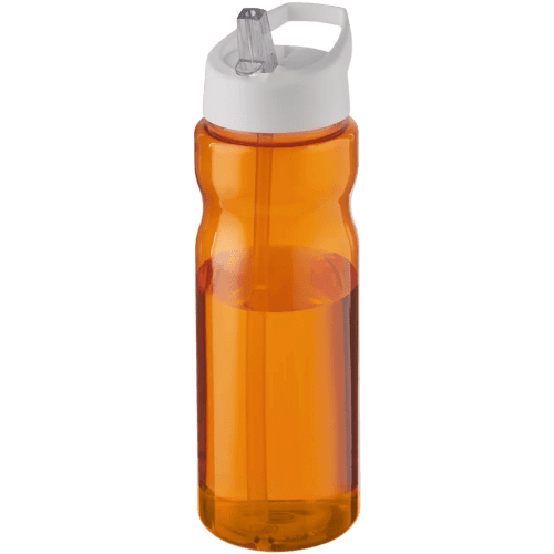650ml Base Spout Lid Sports Bottles in Transparent Orange/White