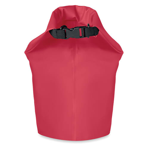 Promotional branded 10L PVC Waterproof Bags in red available from Total Merchandise