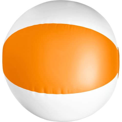 Our promotional PVC Inflatable Beach Ball in orange and white can be logo branded