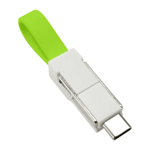 Custom Branded USB Cables for Exhibitions with green strap