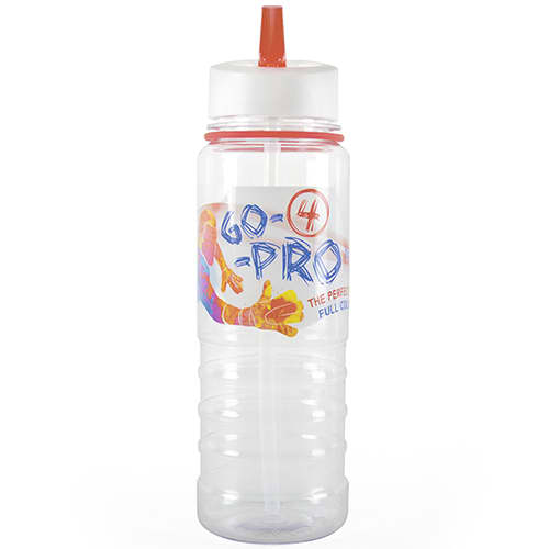 Custom Printed Full Colour Bowe Sports Bottles in Clear with Red Accents from Total Merchandise