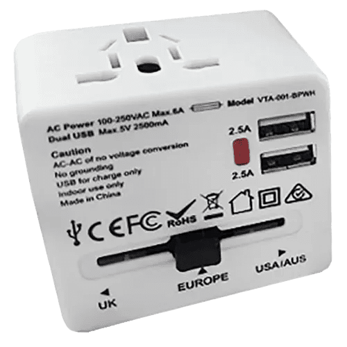 USB Travel Adaptor Plugs in White