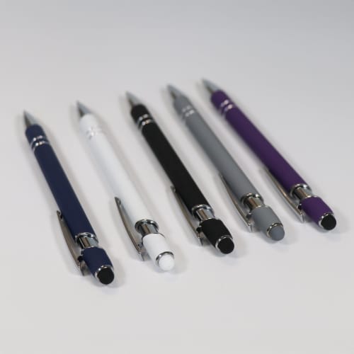 Lifestyle image of the Nimrod Soft Feel Stylus Ballpen from Total Merchandise