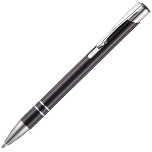 Branded metal pens in metallic black and engraved with your logo from Total Merchandise