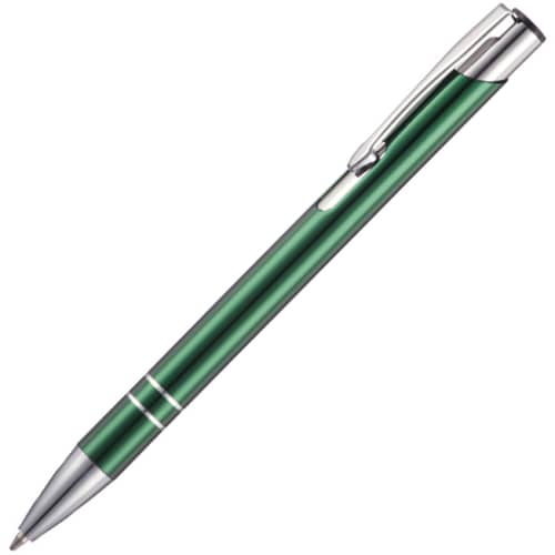 Branded metal ballpen in metallic green and engraved with your logo from Total Merchandise