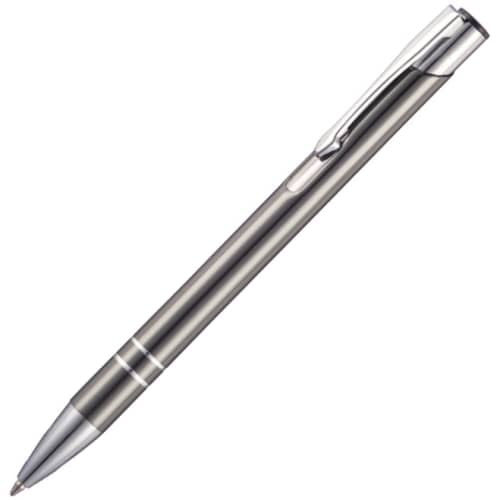 Metallic gun-metal promotional pen engraved with your logo from Total Merchandise