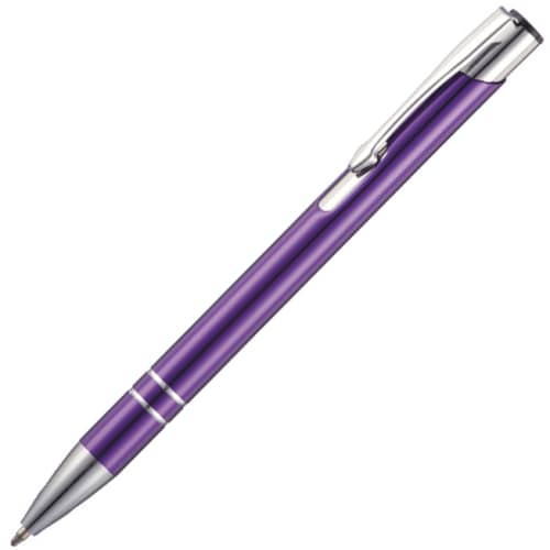 Promotional ballpoint pens engraved with your logo in metallic purple from Total Merchandise