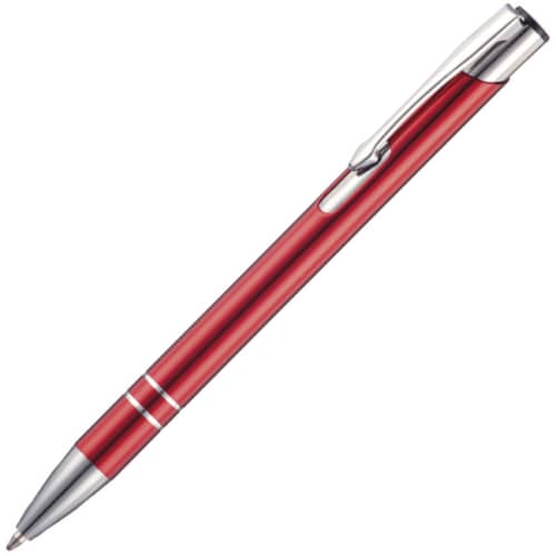 Branded pens in metallic red engraved with your logo from Total Merchandise