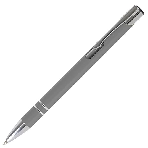Branded beck ballpen in solid grey and engraved with your logo from Total Merchandise