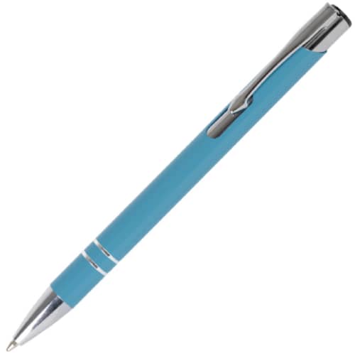 Promotional ballpens in solid teal engraved with your logo from Total Merchandise