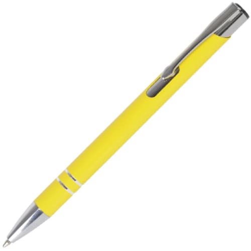 Solid yellow promotional metal pens engraved with your logo from Total Merchandise