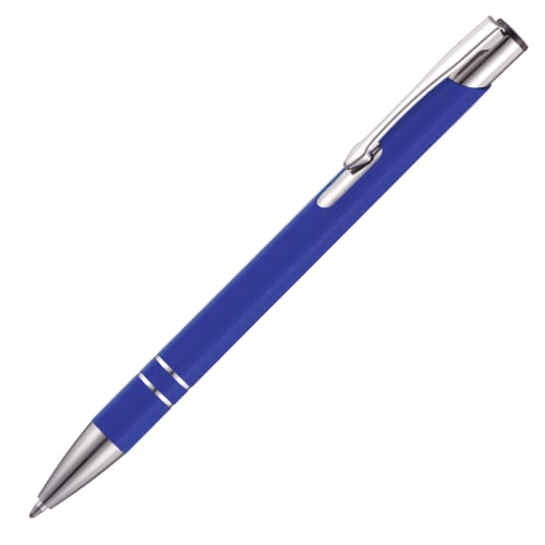 Promotional Express Printed Beck Metal Ballpens in Solid Blue from Total Merchandise