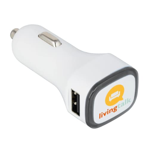 Illuminated USB Car Chargers in White/Black