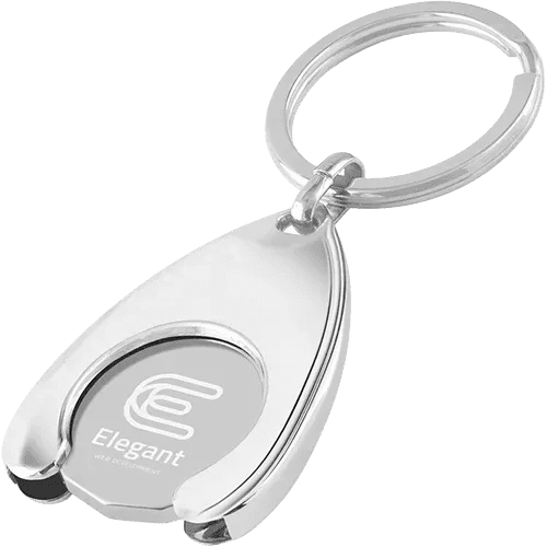 Custom engraved Wishbone Trolley Coin with a logo from Total Merchandise