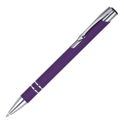 UK Express Printed Beck Soft Feel Metal Ballpens in Purple from Total Merchandise