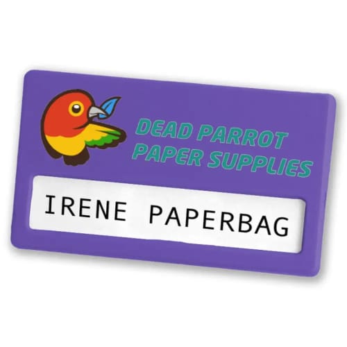 Recycled Plastic Name Badges in Purple