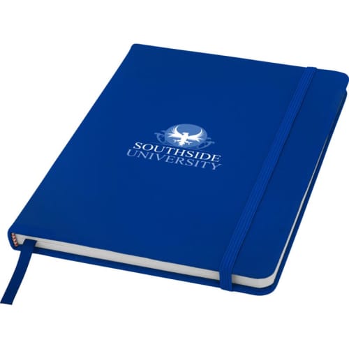 Logo personalised A5 Notebooks in royal blue available from Total Merchandise