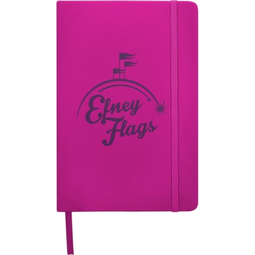 Company personalised A5 Notebooks in magenta available from Total Merchandise