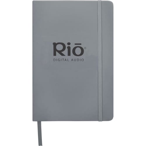 Promotional A5 Budget Soft Touch Notebooks in silver available from Total Merchandise