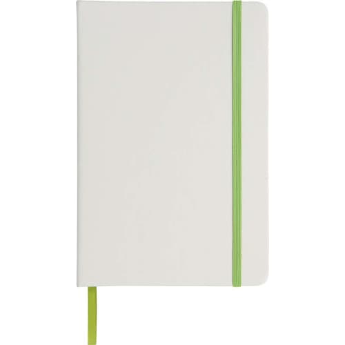 A5 Budget Coloured Strap Soft Touch Notebooks in White/Lime