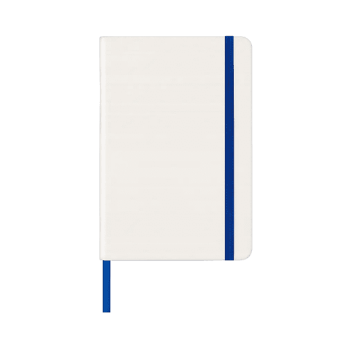 A5 Budget Coloured Strap Soft Touch Notebooks in White/Royal Blue
