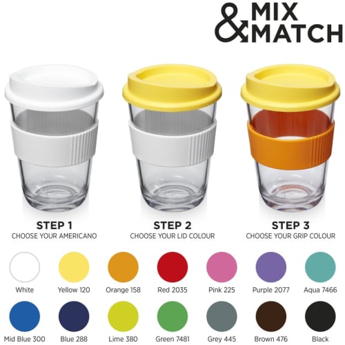 Mix & Match Options for Americano Cortado Reusable Coffee Cups from Total Merchandise