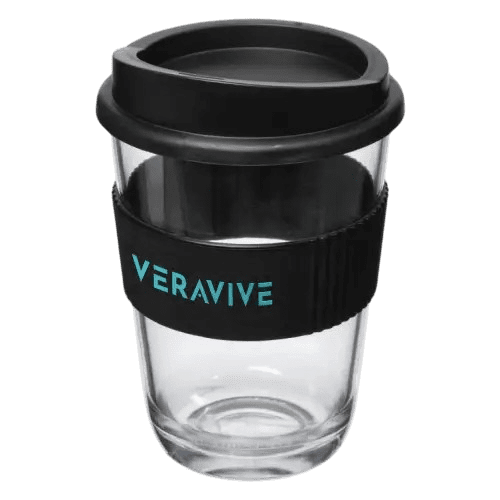Corporate Branded Americano Cortado Reusable Coffee Cups in Clear/Black from Total Merchandise