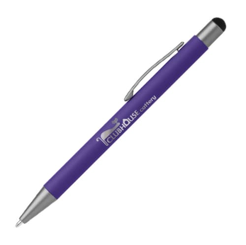 Bowie Soft Touch Stylus Metal Ballpens in Purple