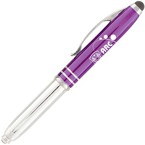 Promotional Pen Stylus Flashlight In Purple Branded With Your Logo From Total Merchandise