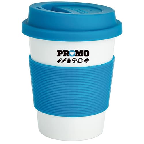 Biodegradable Promotional Take Away Cups in Blue/White from Total Merchandise