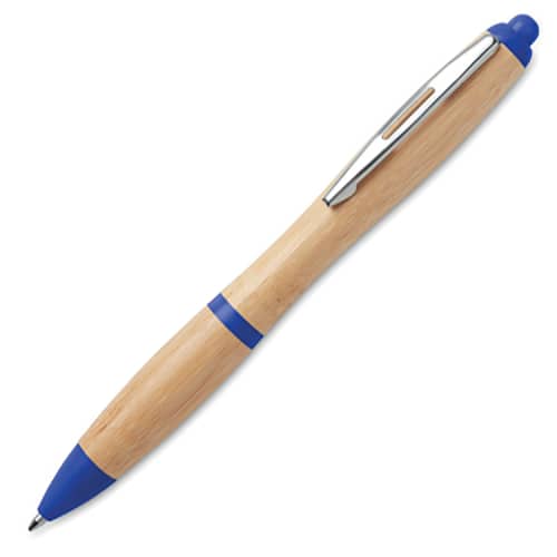 Sustainable Bamboo Rio Ballpens in Bamboo/Royal Blue