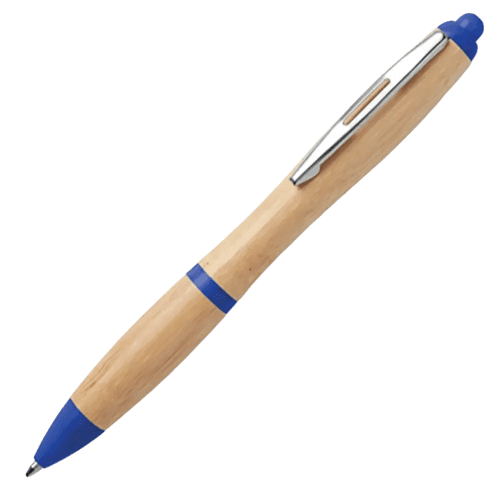 Sustainable Bamboo Rio Ballpens in Bamboo/Royal Blue