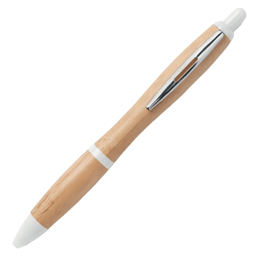 Sustainable Bamboo Rio Ballpens in Bamboo/White