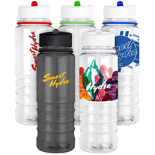 Full colour branded straw bottles in a range of colourways from Total Merchandise