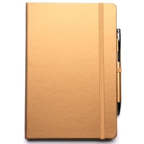 A5 Soft Touch Notebook and Pen in Gold