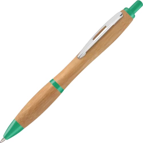 Contour Bamboo Ballpens in Bamboo/Green