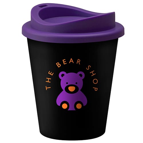 Corporate Branded Take Out Cups in Black/Purple Printed with a Logo by Total Merchandise